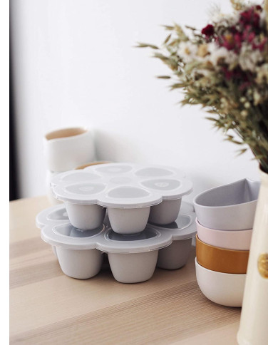 BEABA SILIKONINIS KŪDIKIO MAISTO KONTEINERIS MULTIPORTIONS, XL (6X150 ML), GREY