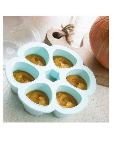 BEABA SILIKONINIS KŪDIKIO MAISTO KONTEINERIS MULTIPORTIONS, (6x90 ML), BLUE