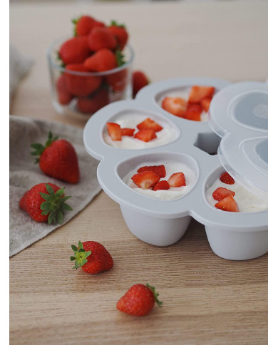 BEABA SILIKONINIS KŪDIKIO MAISTO KONTEINERIS MULTIPORTIONS, (6x90 ML), LIGHT MIST 