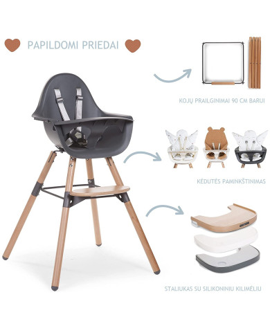 CHILDHOME EVOLU 2 MAITINIMO KĖDUTĖ, NATURAL ANTHRACITE