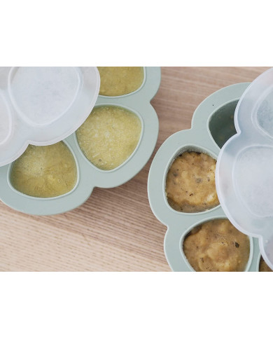 BEABA SILIKONINIS KŪDIKIO MAISTO KONTEINERIS MULTIPORTIONS 6x90 ML SAGE GREEN 