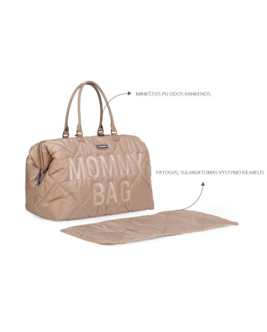 CHILDHOME DIDELIS MAMOS REIKMENŲ KREPŠYS MOMMY BAG, PUFFERED - BEIGE