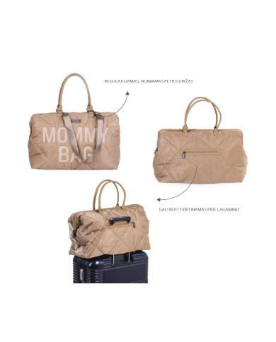 CHILDHOME DIDELIS MAMOS REIKMENŲ KREPŠYS MOMMY BAG, PUFFERED - BEIGE