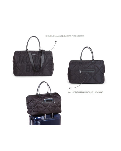 CHILDHOME DIDELIS MAMOS REIKMENŲ KREPŠYS MOMMY BAG, PUFFERED - BLACK