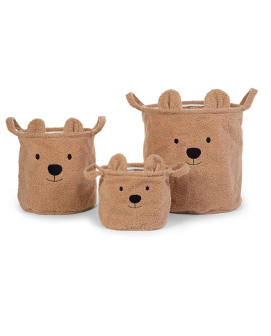 CHILDHOME DAIKTŲ LAIKYMO 3 VNT. KREPŠIŲ RINKINYS TEDDY, BEIGE