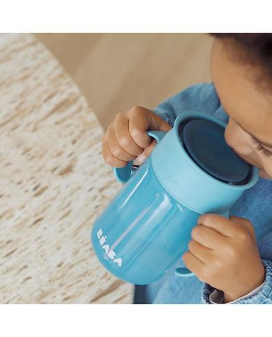 BEABA 360 LAIPSNIŲ KAMPU BESISUKANTIS, NEIŠSILIEJANTIS MOKOMASIS PUODELIS, BLUE