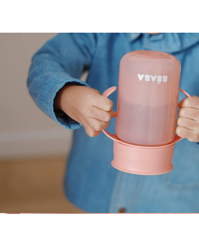 BEABA 360 LAIPSNIŲ KAMPU BESISUKANTIS, NEIŠSILIEJANTIS MOKOMASIS PUODELIS, PINK