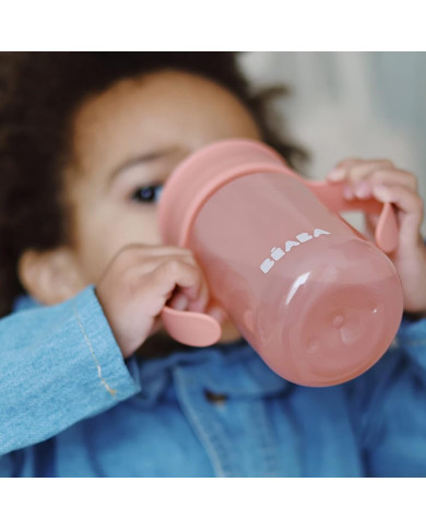 BEABA 360 LAIPSNIŲ KAMPU BESISUKANTIS, NEIŠSILIEJANTIS MOKOMASIS PUODELIS, PINK
