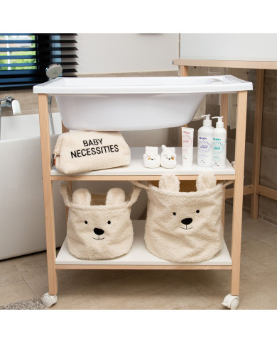 CHILDHOME DAIKTŲ IR ŽAISLŲ LAIKYMO KREPŠYS  30X30X30 CM, TEDDY OFF WHITE