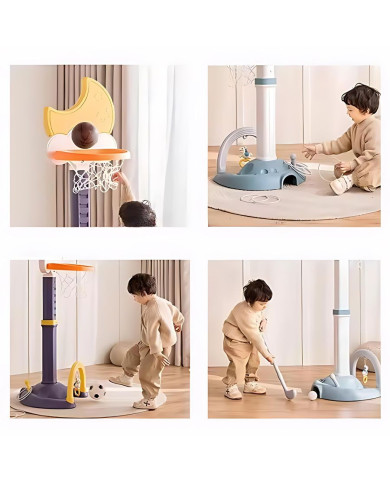 INTERAKTYVUS DAUGIAFUNKCINIS KREPŠINIO STOVAS 4IN1 SU GARSO EFEKTAIS, JENIN YELLOW