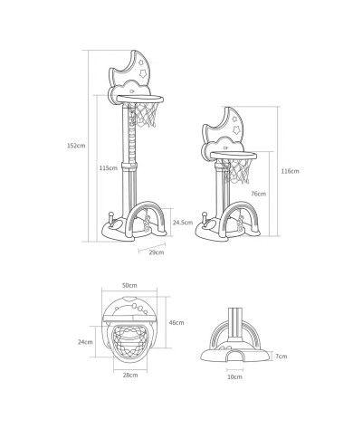 INTERAKTYVUS DAUGIAFUNKCINIS KREPŠINIO STOVAS 4IN1 SU GARSO EFEKTAIS, JENIN YELLOW