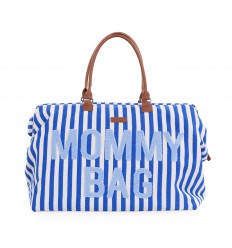 CHILDHOME DIDELIS MAMOS REIKMENŲ KREPŠYS MOMMY BAG,  STRIPES - ELECTRIC BLUE/LIGHT BLUE