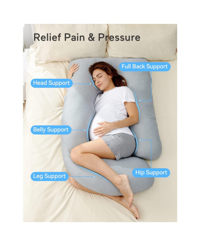 MOMCOZY MULTIFUNKCINĖ NĖŠČIOSIOS PAGALVĖ SU VĖSINANČIU AUDINIU, U FORMOS