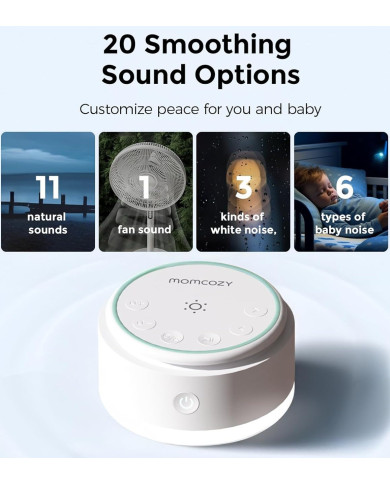 MOMCOZY BALTOJO TRIUKŠMO APARATAS SU PAKRAUNAMA BATERIJA