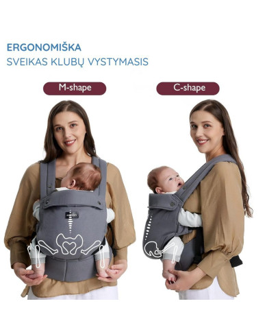 MOMCOZY ERGONOMINĖ KŪDIKIŲ NEŠIOKLĖ, PILKA