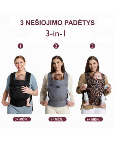 MOMCOZY ERGONOMINĖ KŪDIKIŲ NEŠIOKLĖ, PILKA