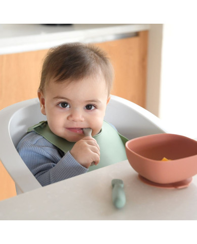 BEABA 2 VNT. SILIKONINIŲ ŠAUKŠTELIŲ RINKINYS +4 MĖN, TERRACOTTA/VELVET GREY	