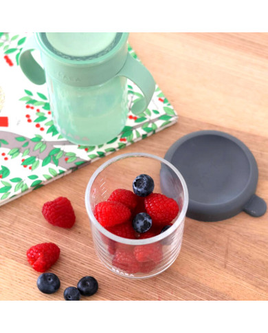 BEABA STIKLINIS MAISTO INDELIS SU DANGTELIU, MINERAL GREY, 250 ML 