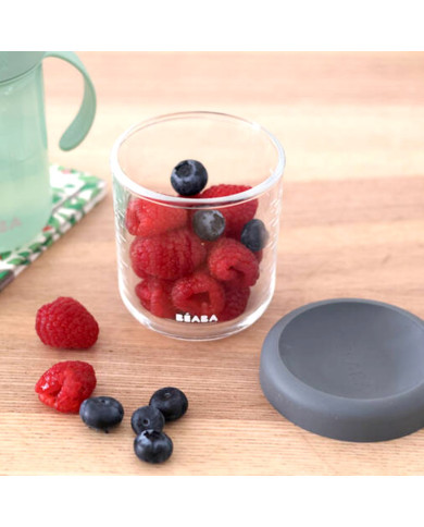 BEABA STIKLINIS MAISTO INDELIS SU DANGTELIU, MINERAL GREY, 250 ML 