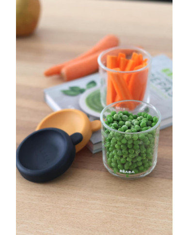 BEABA 2 VNT. STIKLINIŲ INDELIŲ RINKINYS (250 ML), NIGHT BLUE/HONEY