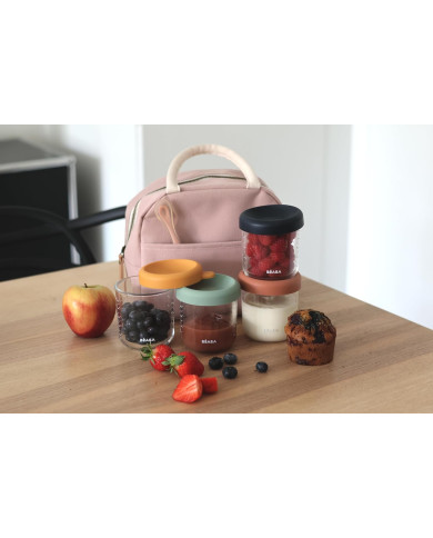 BEABA 4 VNT. STIKLINIŲ INDELIŲ RINKINYS (4 VNT. PO 250 ML), SUNRISE