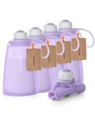 MOMCOZY DAUGKARTINIAI SILIKONINIAI PIENO LAIKYMO MAIŠELIAI, 5 VNT., VIOLETINIAI