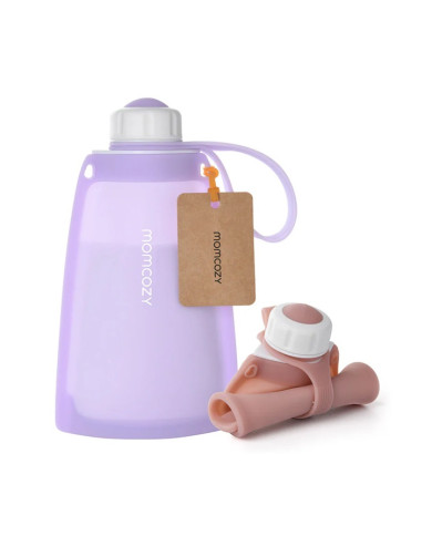 MOMCOZY DAUGKARTINIAI SILIKONINIAI PIENO LAIKYMO MAIŠELIAI, 5 VNT., VIOLETINIAI