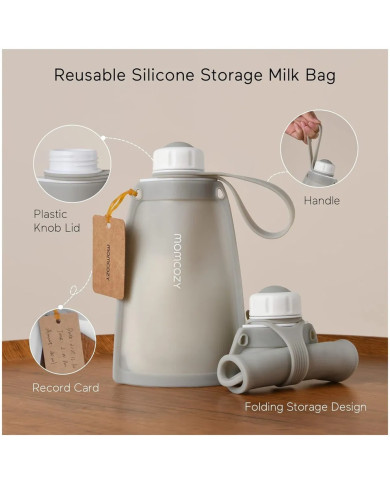 MOMCOZY DAUGKARTINIAI SILIKONINIAI PIENO LAIKYMO MAIŠELIAI, 5 VNT., RAUSVI
