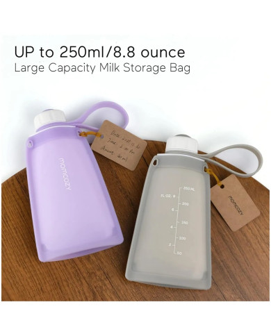 MOMCOZY DAUGKARTINIAI SILIKONINIAI PIENO LAIKYMO MAIŠELIAI, 5 VNT., RAUSVI