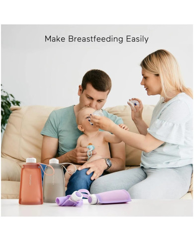 MOMCOZY DAUGKARTINIAI SILIKONINIAI PIENO LAIKYMO MAIŠELIAI, 5 VNT., RAUSVI