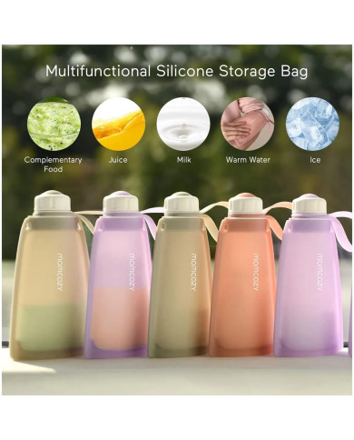 MOMCOZY DAUGKARTINIAI SILIKONINIAI PIENO LAIKYMO MAIŠELIAI, 5 VNT., RAUSVI