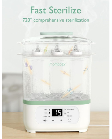 MOMCOZY 8-IN-1 ELEKTRINIS GARŲ BUTELIUKŲ STERILIZATORIUS KŪDIKIAMS