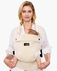 MOMCOZY ERGONOMINĖ KŪDIKIŲ NEŠIOKLĖ PUREHUG IŠ NATŪRALAUS LINO, LIGHT AMBER
