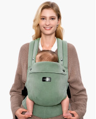 MOMCOZY ERGONOMINĖ KŪDIKIŲ NEŠIOKLĖ PUREHUG IŠ NATŪRALAUS LINO, SAGE GREEN