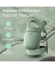 MOMCOZY ERGONOMINĖ KŪDIKIŲ NEŠIOKLĖ PUREHUG IŠ NATŪRALAUS LINO, SAGE GREEN