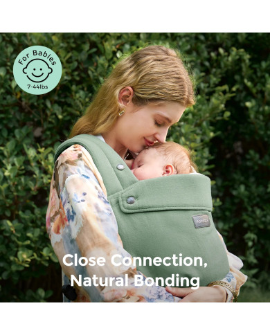 MOMCOZY ERGONOMINĖ KŪDIKIŲ NEŠIOKLĖ PUREHUG IŠ NATŪRALAUS LINO, SAGE GREEN