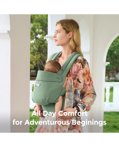 MOMCOZY ERGONOMINĖ KŪDIKIŲ NEŠIOKLĖ PUREHUG IŠ NATŪRALAUS LINO, SAGE GREEN