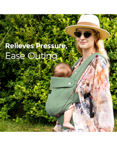 MOMCOZY ERGONOMINĖ KŪDIKIŲ NEŠIOKLĖ PUREHUG IŠ NATŪRALAUS LINO, SAGE GREEN