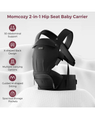 MOMCOZY KŪDIKIŲ NEŠIOKLĖ MOVE2FIT 2IN1 SU KLUBŲ SĖDYNE, JUODA