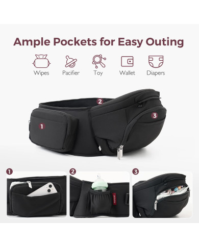 MOMCOZY KŪDIKIŲ NEŠIOKLĖ MOVE2FIT 2IN1 SU KLUBŲ SĖDYNE, JUODA