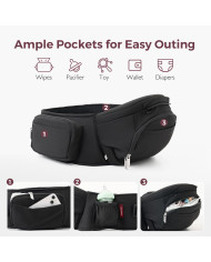 MOMCOZY KŪDIKIŲ NEŠIOKLĖ MOVE2FIT 2IN1 SU KLUBŲ SĖDYNE, JUODA