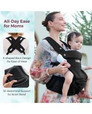 MOMCOZY KŪDIKIŲ NEŠIOKLĖ MOVE2FIT 2IN1 SU KLUBŲ SĖDYNE, JUODA