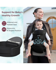 MOMCOZY KŪDIKIŲ NEŠIOKLĖ MOVE2FIT 2IN1 SU KLUBŲ SĖDYNE, JUODA