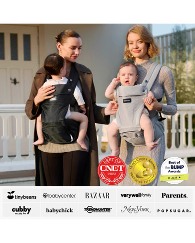 MOMCOZY KŪDIKIŲ NEŠIOKLĖ MOVE2FIT 2IN1 SU KLUBŲ SĖDYNE, SU TINKLELIU, PILKA