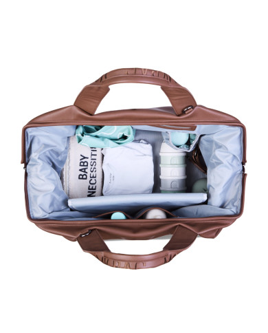 CHILDHOME DIDELIS MAMOS REIKMENŲ KREPŠYS MOMMY BAG, SIGNATURE - VEGAN LEATHER - DARK BROWN