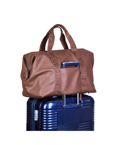 CHILDHOME DIDELIS MAMOS REIKMENŲ KREPŠYS MOMMY BAG, SIGNATURE - VEGAN LEATHER - DARK BROWN