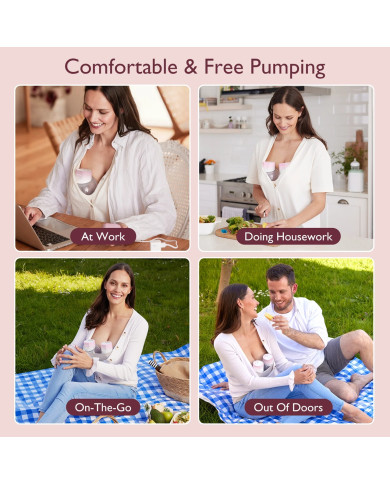 MOMCOZY Dvigubas Nešiojamas Belaidis Pientraukis S12 Pro, Rožinis