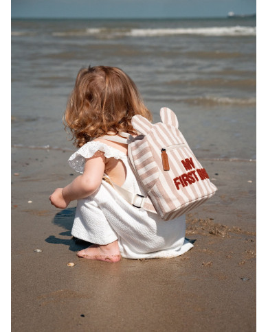 CHILDHOME Vaikiška Kuprinė My First Bag - Stripes Nude/Terracotta