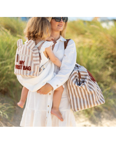 CHILDHOME Vaikiška Kuprinė My First Bag - Stripes Nude/Terracotta