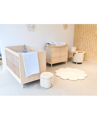 CHILDHOME Vaikiškas Pufas-Daiktadėžė - Flower Off White